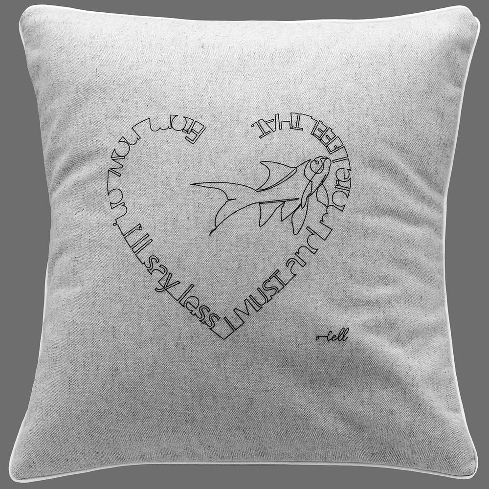 Fabric cushions - Cotton-linen cushion cover, minimalist illustration. - COSETTE ET LES LYS