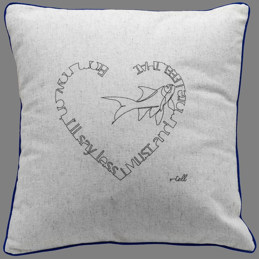 Fabric cushions - Cotton-linen cushion cover, minimalist illustration. - COSETTE ET LES LYS