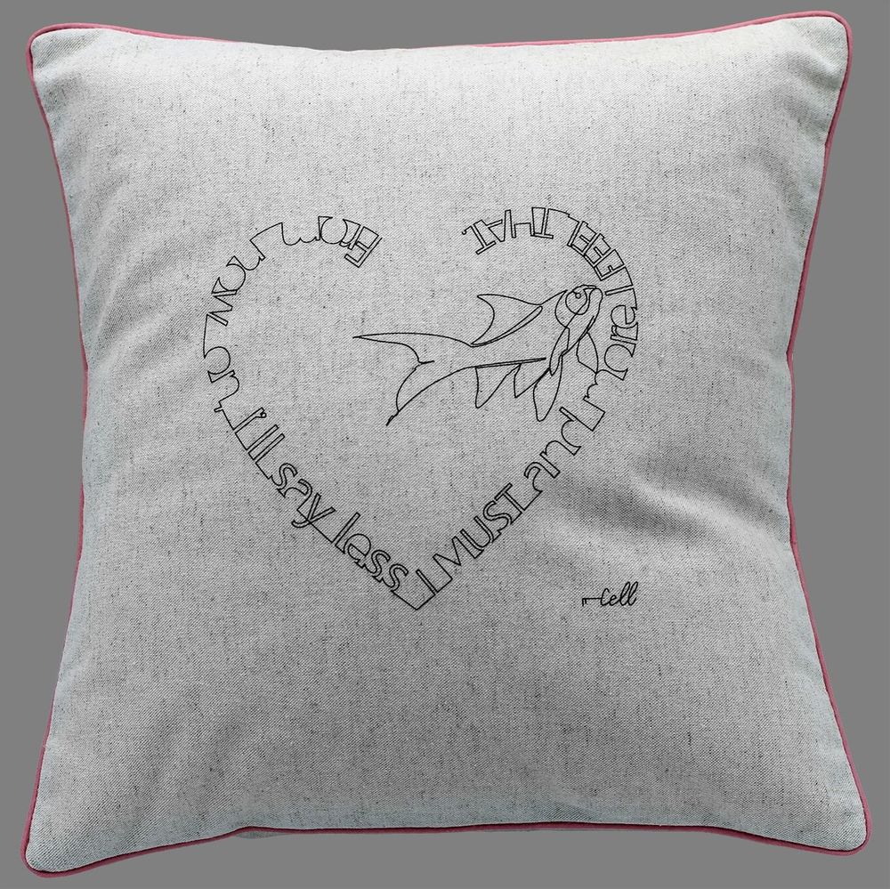 Fabric cushions - Cotton-linen cushion cover, minimalist illustration. - COSETTE ET LES LYS