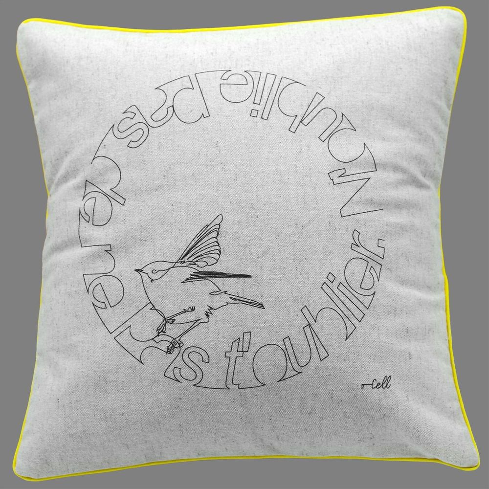 Coussins textile - Housse de coussin coton-lin, illustration minimaliste - COSETTE ET LES LYS