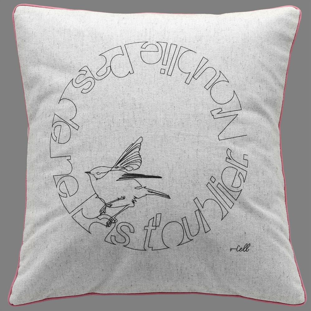 Coussins textile - Housse de coussin coton-lin, illustration minimaliste - COSETTE ET LES LYS