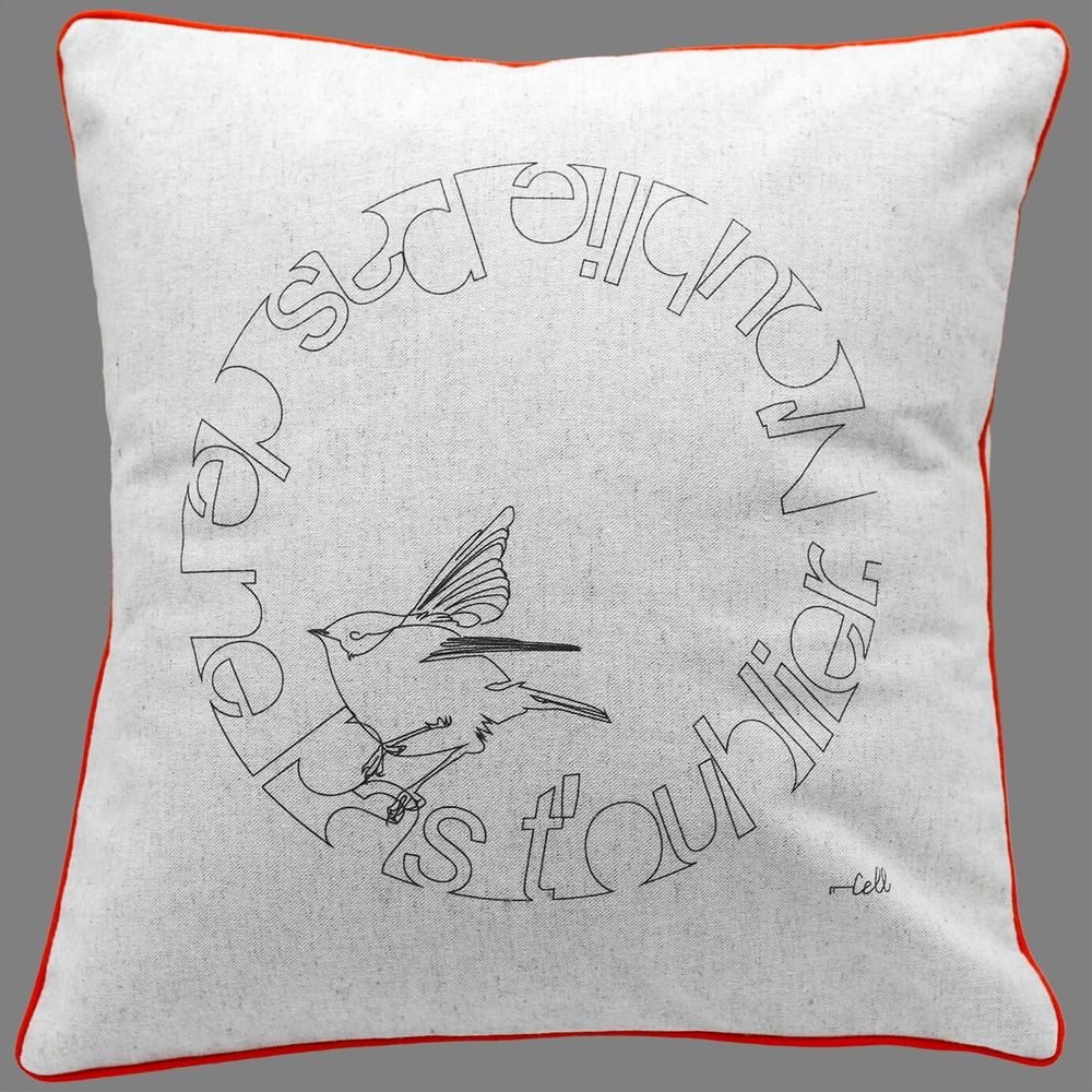 Coussins textile - Housse de coussin coton-lin, illustration minimaliste - COSETTE ET LES LYS