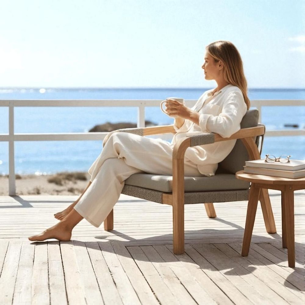 Lawn sofas - Olefin teak and rope outdoor lounge - SBH3 - BALINAISA