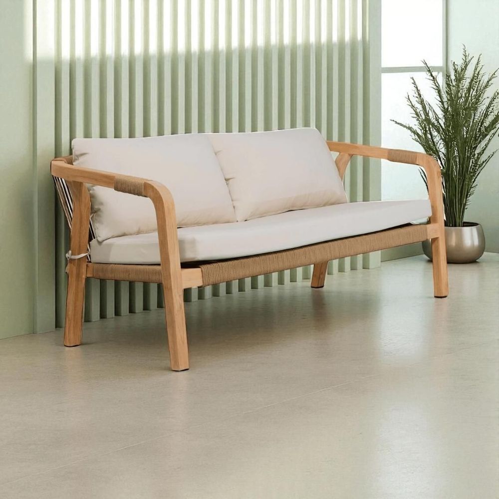 Lawn sofas - Olefin teak and rope outdoor lounge - SBH3 - BALINAISA