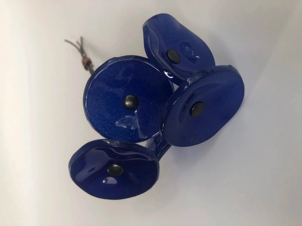 Floral decoration - Small Glass Flower For Outside In D.Blue On Flexible Stem - CARNEOL GLASS