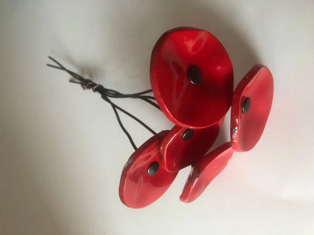 Floral decoration - Small Red Glass Flower For Outside On Flexible Stem - CARNEOL GLASS
