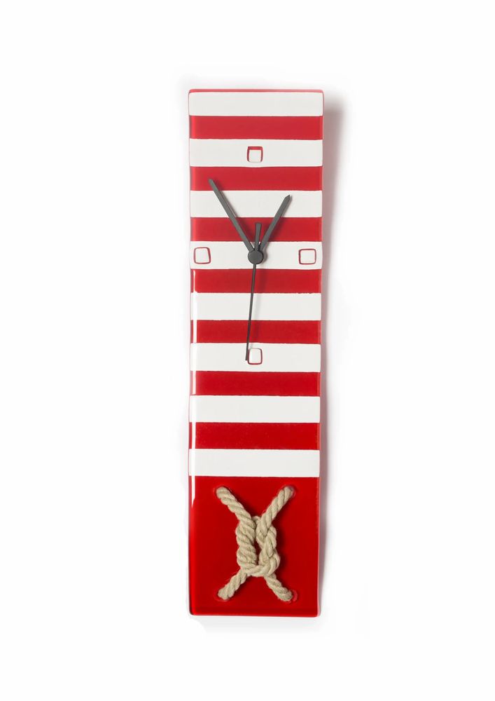 Clocks - Nautic red-white wall clock 10x41 cm - CARNEOL GLASS