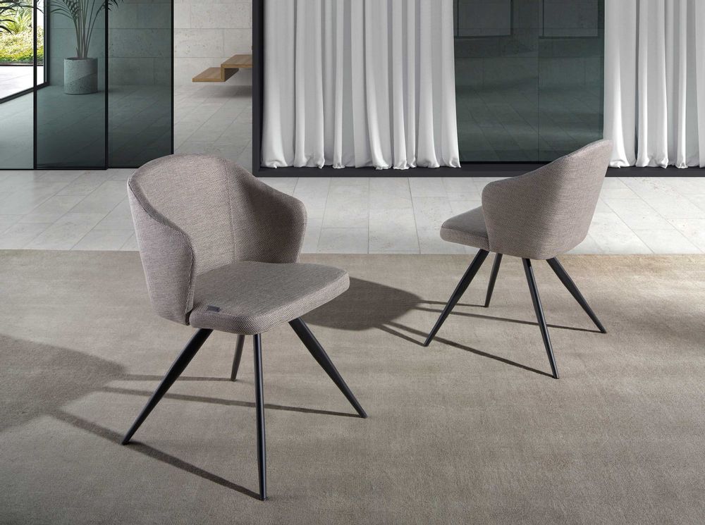 Chaises - Chaise de table à manger rembourrée en tissu gris - ANGEL CERDÁ