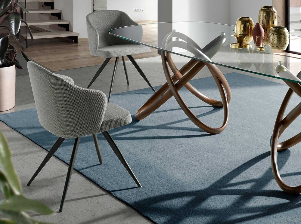 Chaises - Chaise de table à manger rembourrée en tissu gris - ANGEL CERDÁ