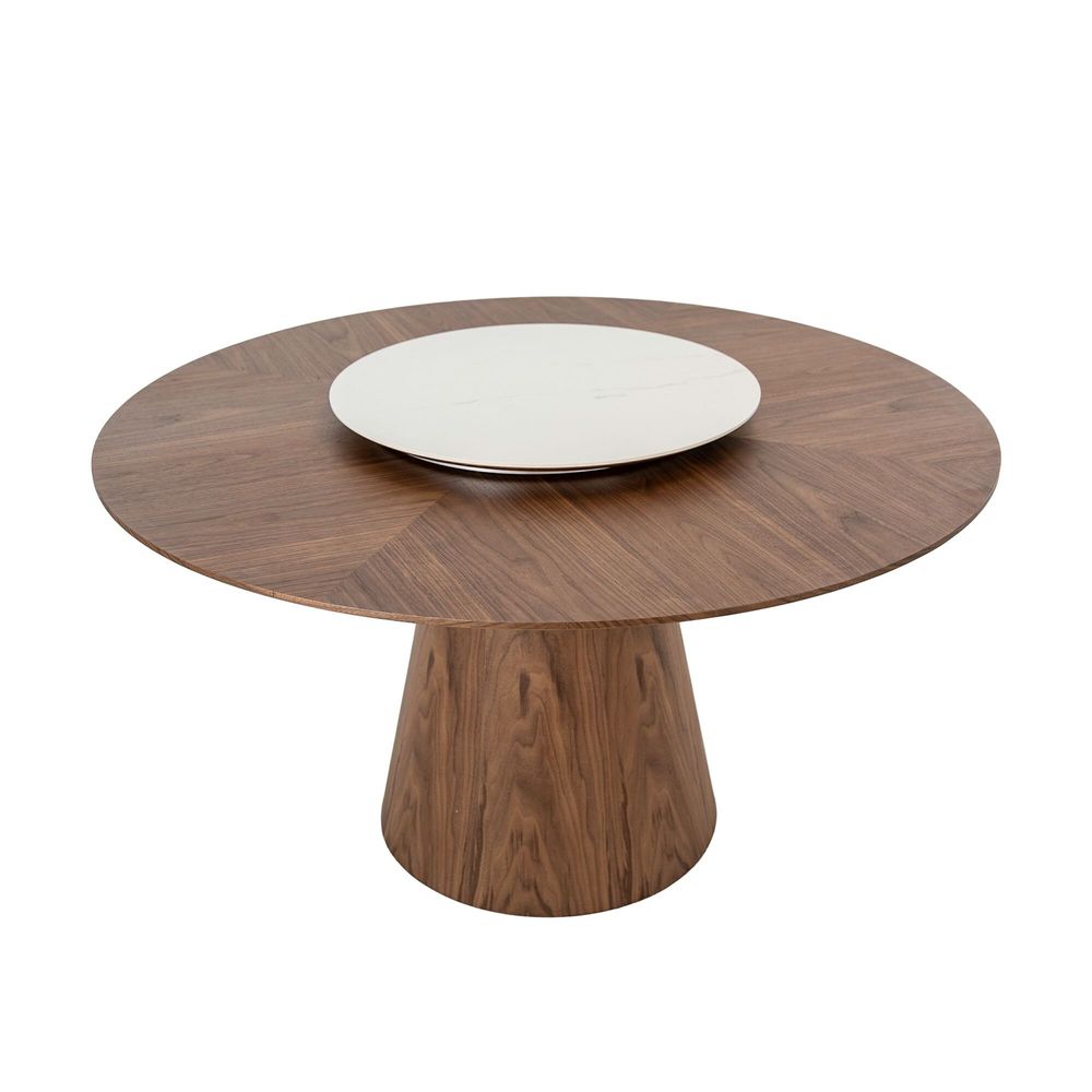 Dining Tables - Round walnut rotating dining table - ANGEL CERDÁ