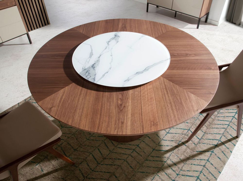 Dining Tables - Round walnut rotating dining table - ANGEL CERDÁ