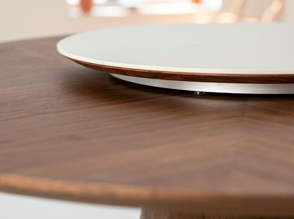 Dining Tables - Round walnut rotating dining table - ANGEL CERDÁ