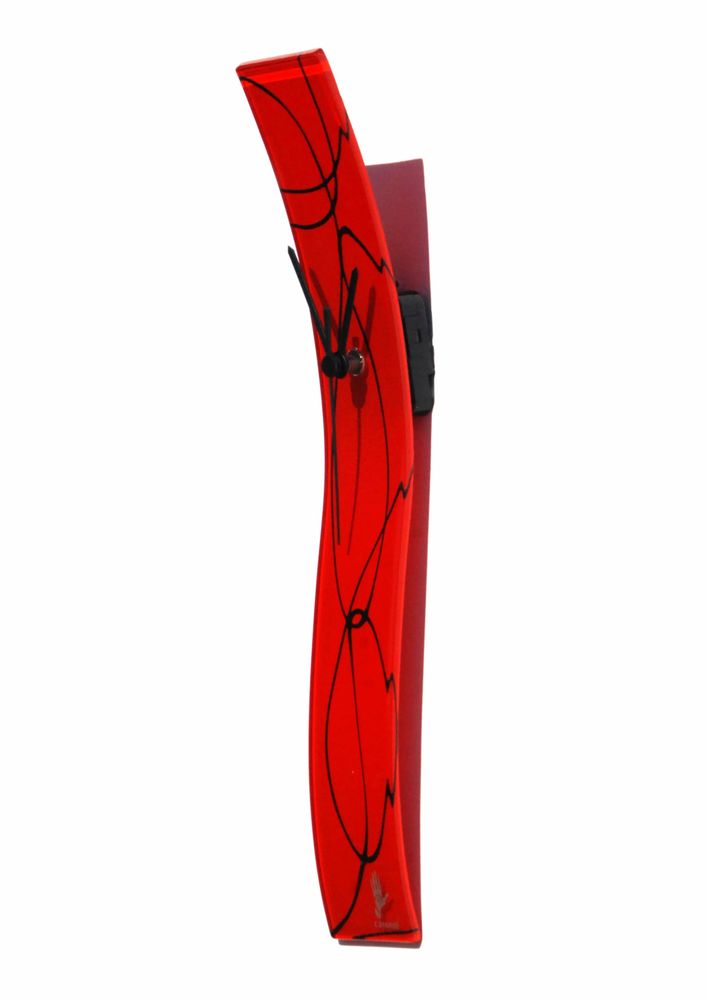 Clocks - Geo red-black wall clock 6x41 cm - CARNEOL GLASS