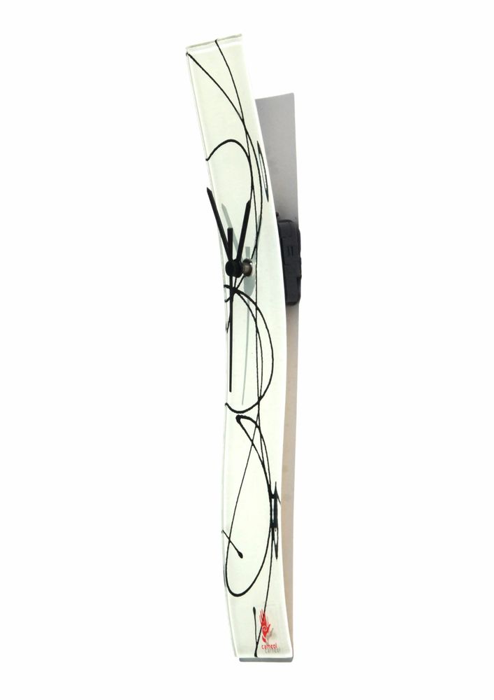 Horloges - Horloge murale Geo blanc-noir 6x41 cm - CARNEOL GLASS