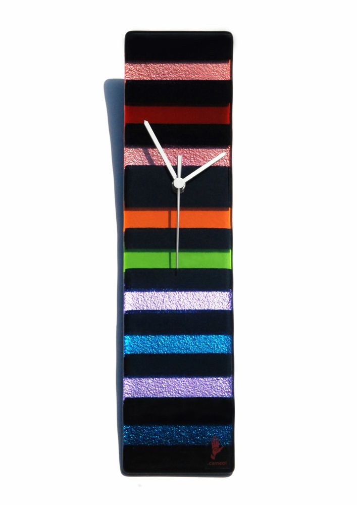 Horloges - Horloge murale arc-en-ciel noir-arc-en-ciel 10x41 cm - CARNEOL GLASS