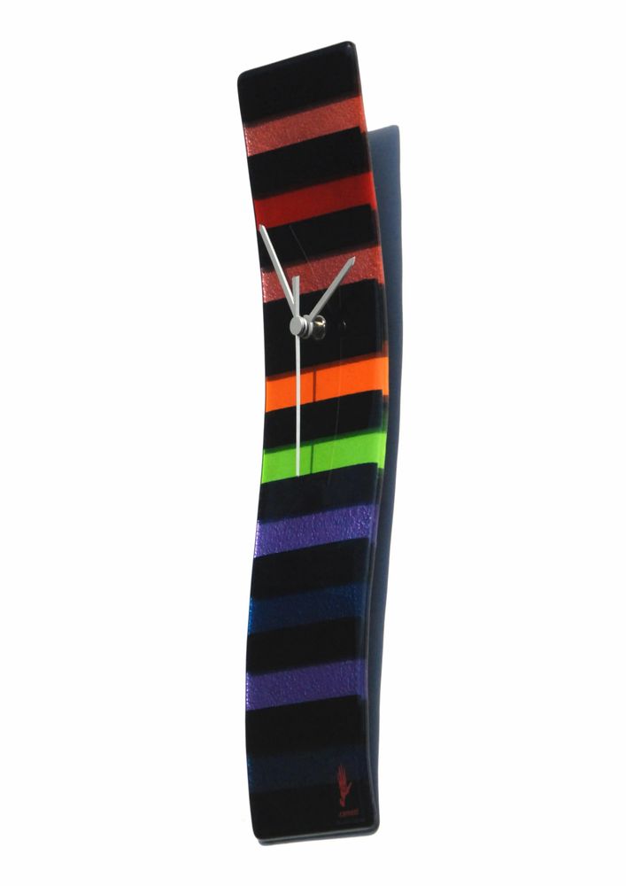 Horloges - Horloge murale arc-en-ciel noir-arc-en-ciel 10x41 cm - CARNEOL GLASS