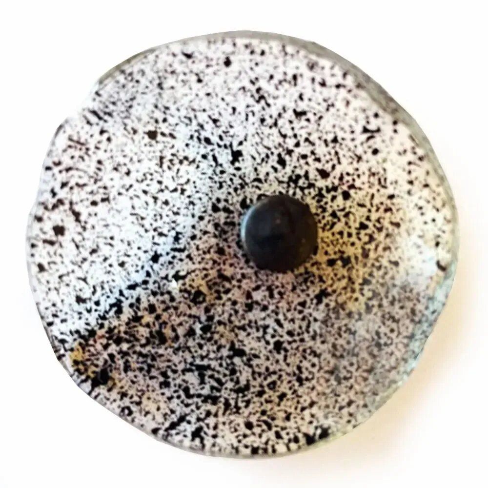 Décorations florales - Petite fleur ronde en verre pour l'extérieur de couleur transparente et noire avec tige en acier inoxydable de 43 cm - CARNEOL GLASS