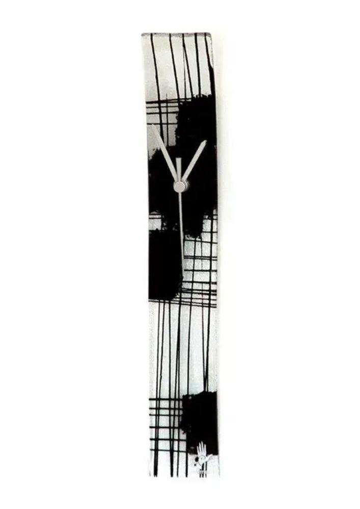Clocks - Natural transparent-black wall clock in size 6x41 cm - CARNEOL GLASS