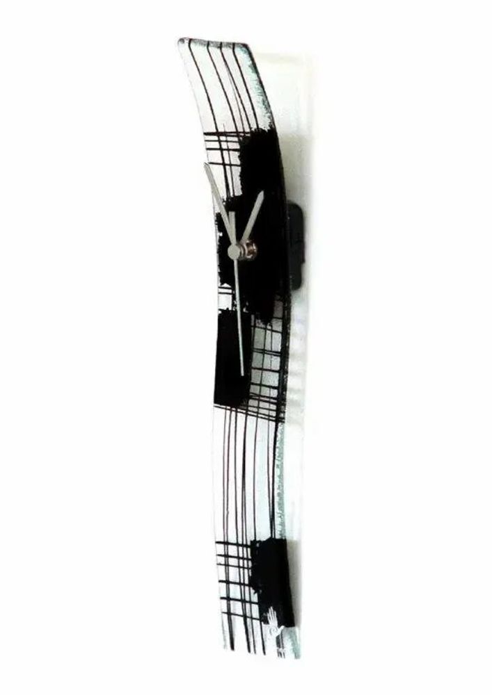 Clocks - Natural transparent-black wall clock in size 6x41 cm - CARNEOL GLASS