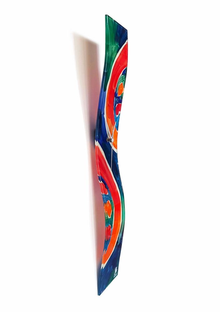 Clocks - Wall clock, blue, green, orange, OB-OCS-10x70 - CARNEOL GLASS