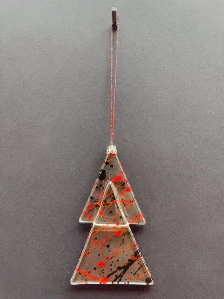 Christmas garlands and baubles - Christmas tree ornament in transparent-red-black colour - CARNEOL GLASS