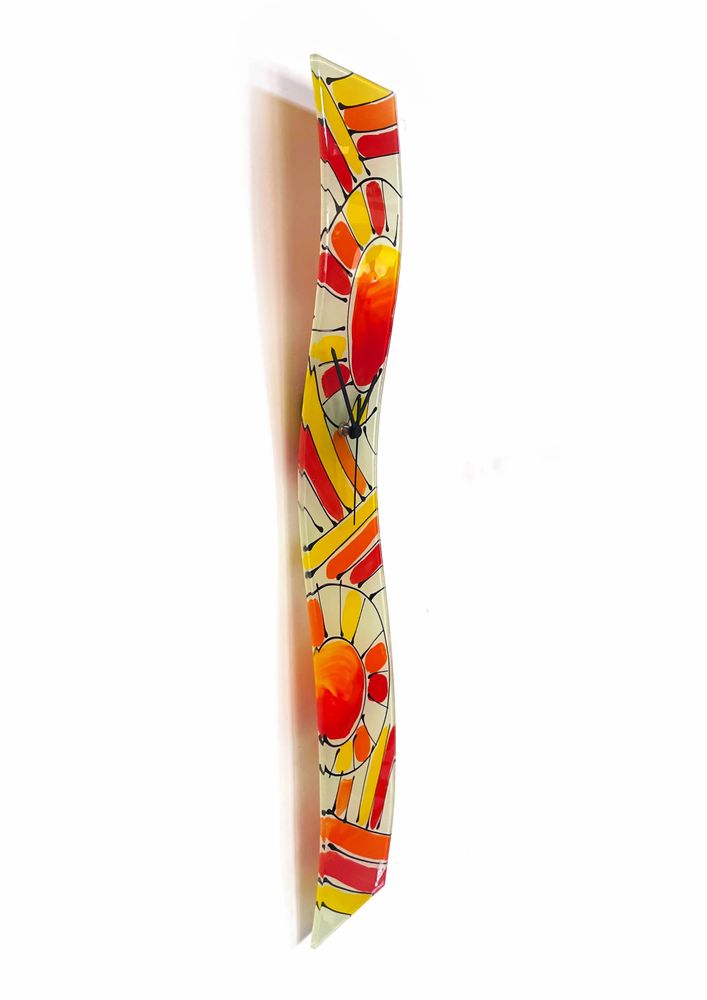 Clocks - Andalusia Red-Orange wall clock10x70 cm - CARNEOL GLASS