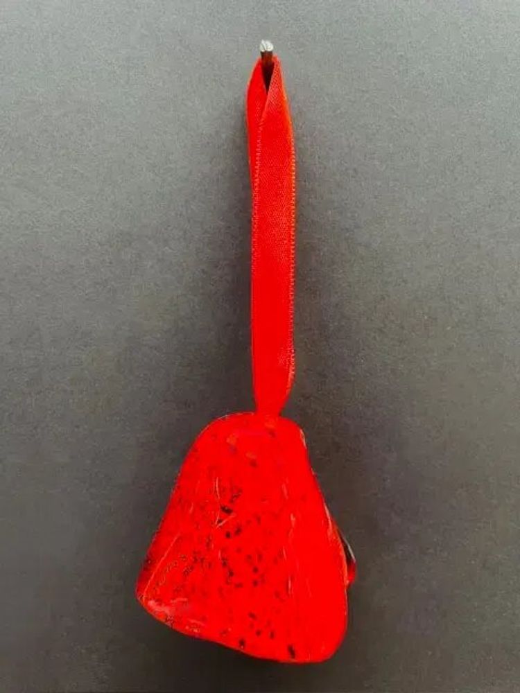 Other Christmas decorations - Large red-black glass bell on elegant ribbon hanger - CARNEOL GLASS