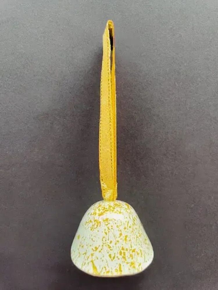 Other Christmas decorations - Small white-gold glass bell on elegant ribbon hanger - CARNEOL GLASS