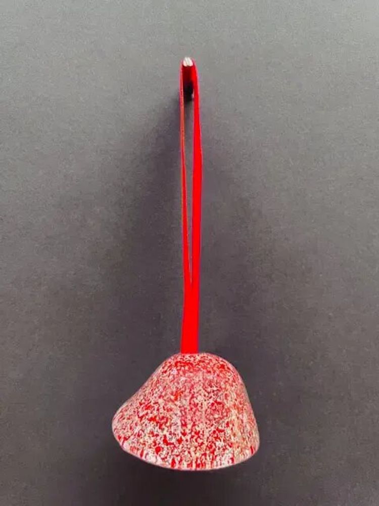 Other Christmas decorations - Transparent-white-red glass bell on elegant ribbon hanger - CARNEOL GLASS