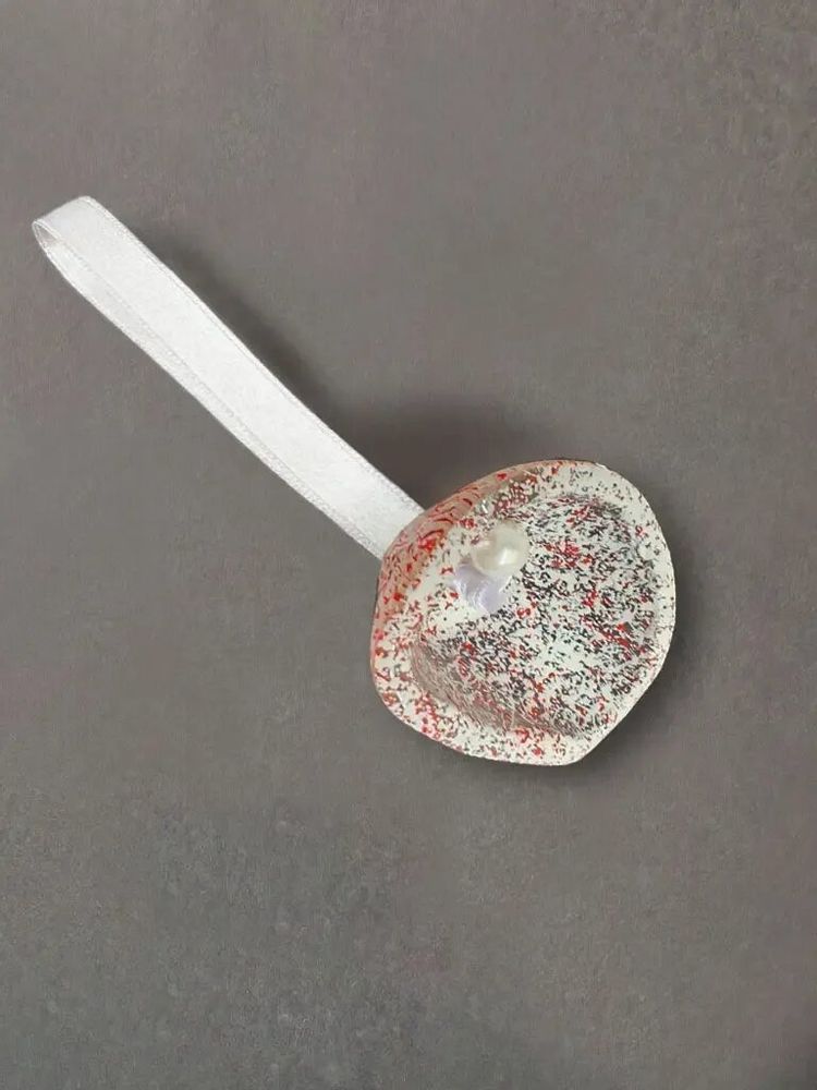 Autres décorations de Noël - Cloche en verre sur un élégant porte-ruban en transparent-blanc-rouge - CARNEOL GLASS