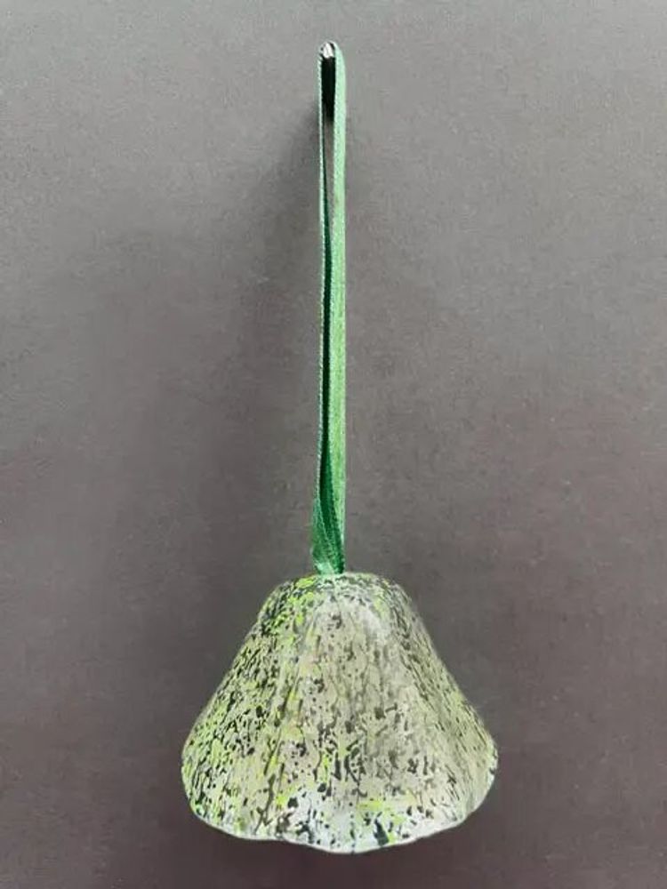 Autres décorations de Noël - Grande cloche en verre transparent-vert-noir sur un élégant cintre en ruban - CARNEOL GLASS