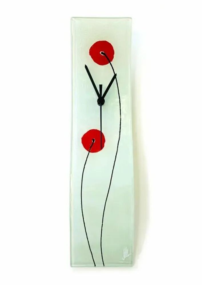 Horloges - Horloge murale Poppy blanc-rouge 10x41 cm - CARNEOL GLASS