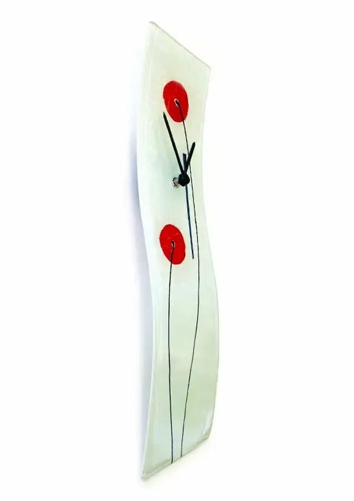 Horloges - Horloge murale Poppy blanc-rouge 10x41 cm - CARNEOL GLASS