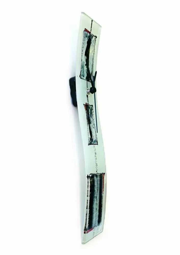 Clocks - Cubie white-grey wall clock 6x41 cm - CARNEOL GLASS