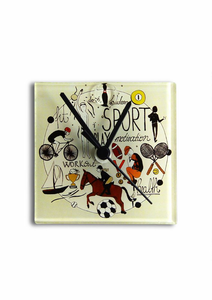 Clocks - Graficity sport wall clock 13x13 cm - CARNEOL GLASS