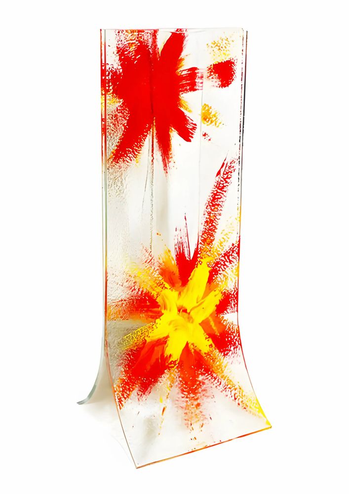 Vases - Vase à base transparente, motif étoile rouge-orange au format 14x36 cm - CARNEOL GLASS