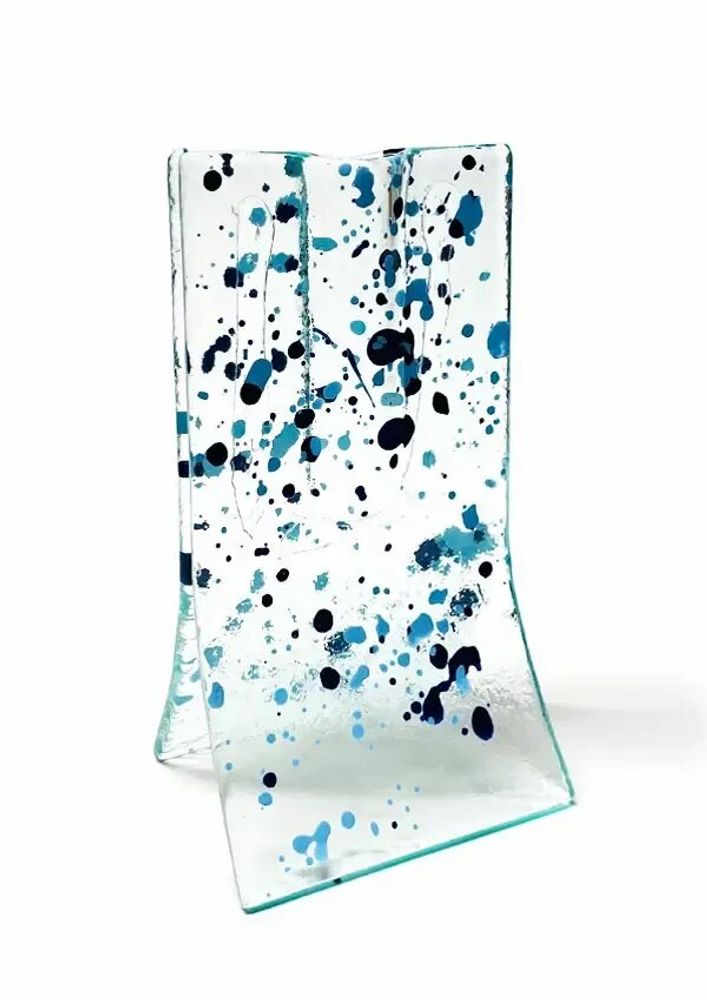 Vases - Petit vase transparent 8x13 cm à pois bleu clair-bleu foncé - CARNEOL GLASS