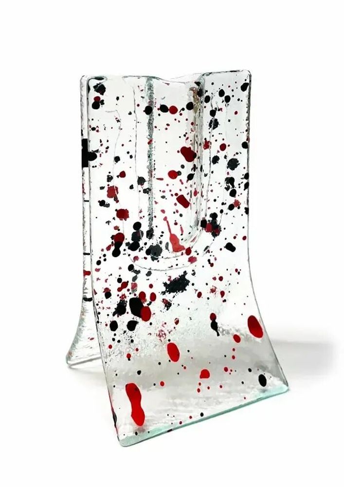 Vases - Small 8x13 cm transparent vase with red-black spots - CARNEOL GLASS