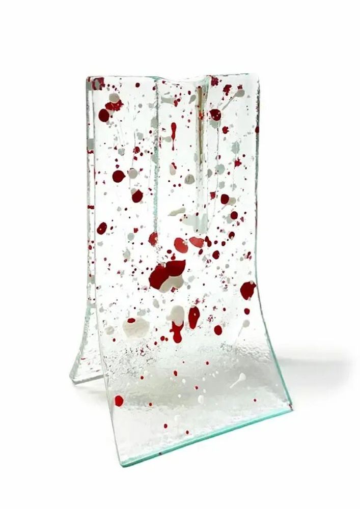 Vases - Petit vase transparent 8x13 cm à pois rouges et blancs - CARNEOL GLASS