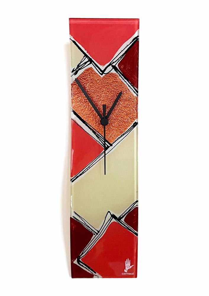 Horloges - Horloge murale Patchwork Saumon-Bronze 10x41 cm - CARNEOL GLASS