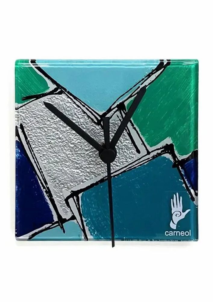 Horloges - Horloge murale Patchwork bleu foncé-argent 13x13 cm - CARNEOL GLASS