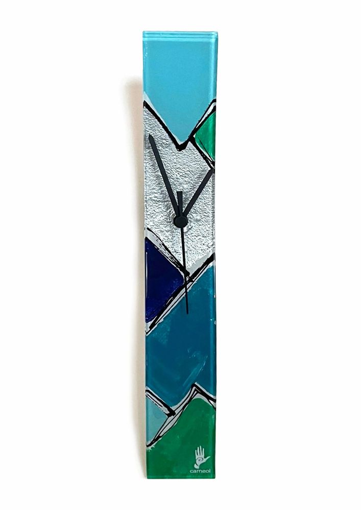 Horloges - Horloge murale Patchwork Bleu Foncé-Argent 6x41 cm - CARNEOL GLASS