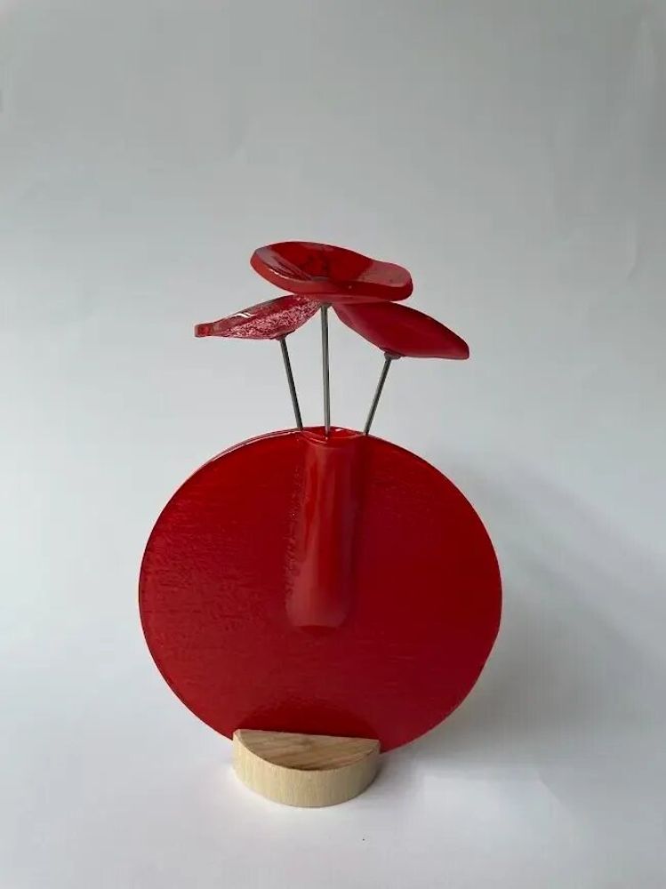 Vases - Round vase set, red colour 13 cm - CARNEOL GLASS