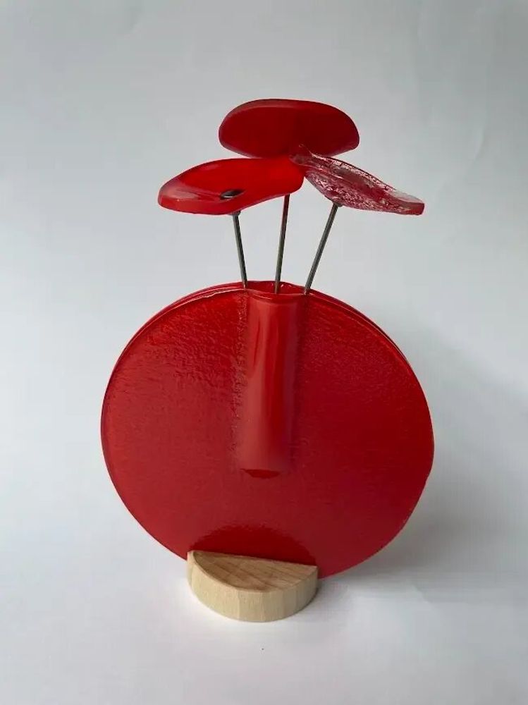 Vases - Round vase set, red colour 13 cm - CARNEOL GLASS