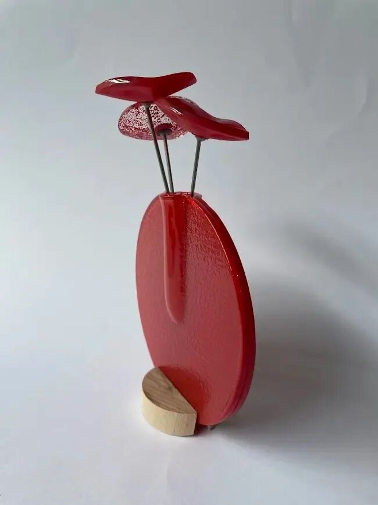 Vases - Round vase set, red colour 13 cm - CARNEOL GLASS