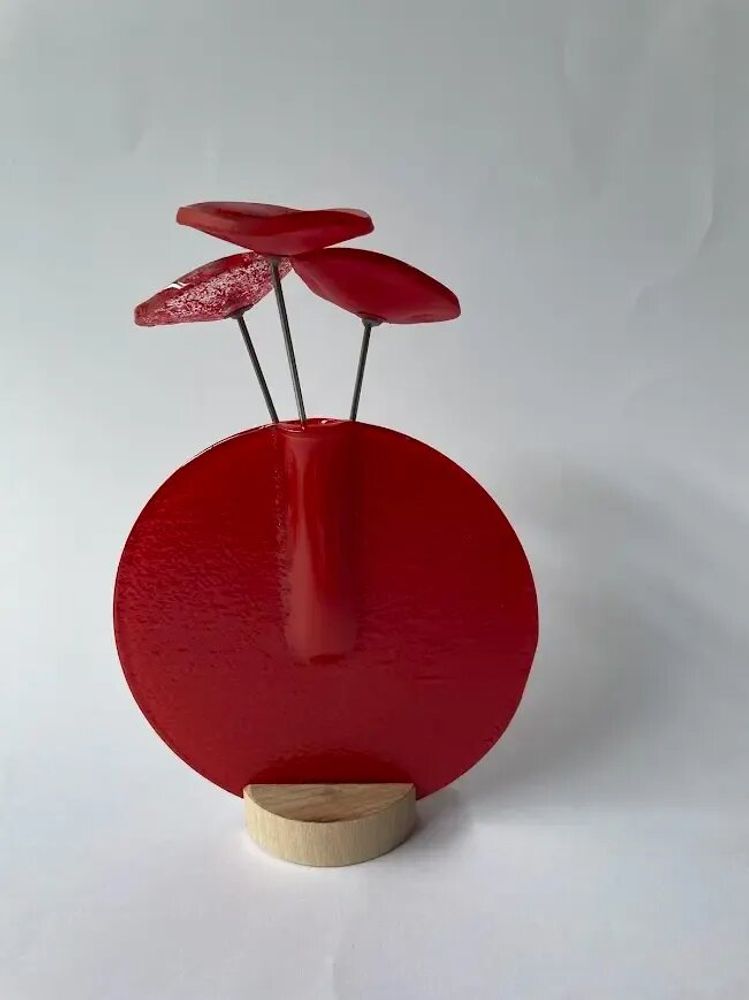 Vases - Round vase set, red colour 13 cm - CARNEOL GLASS