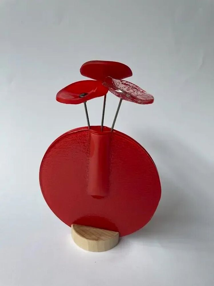 Vases - Round vase set, red colour 13 cm - CARNEOL GLASS