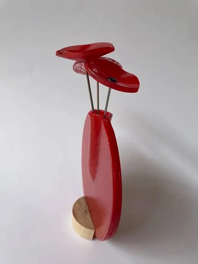 Vases - Round vase set, red colour 13 cm - CARNEOL GLASS