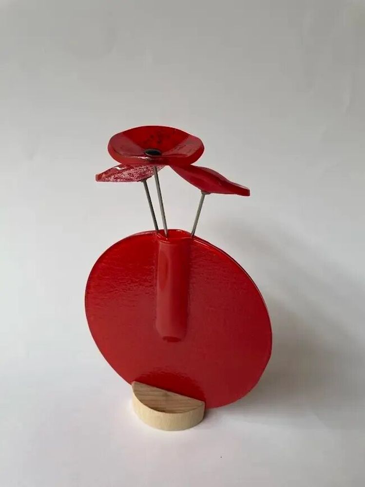 Vases - Round vase set, red colour 13 cm - CARNEOL GLASS