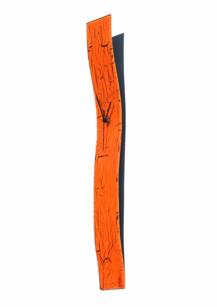 Horloges - Horloge murale orange craquelé 10x70 cm - CARNEOL GLASS